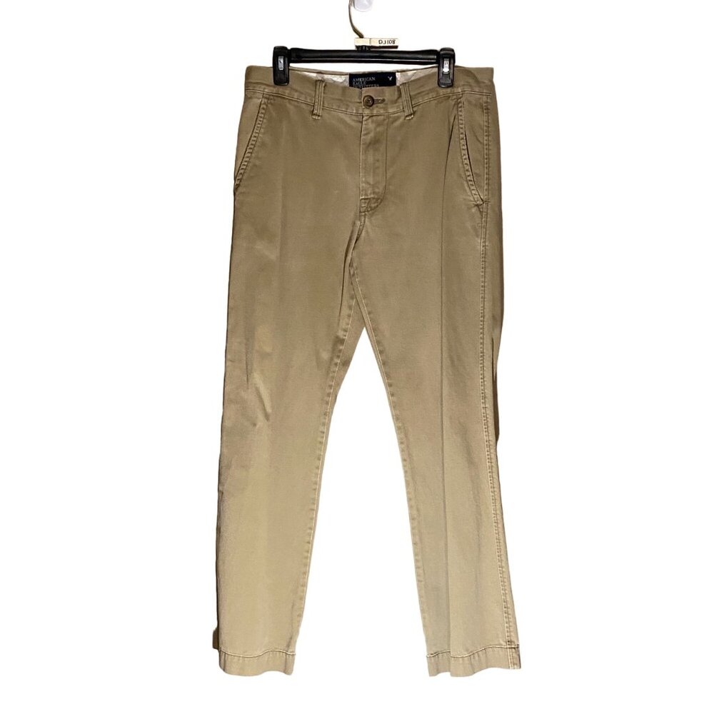 American Eagle Outfitters Men Size 31/32 Khaki Straight 100% Cotton Pants Pocket
